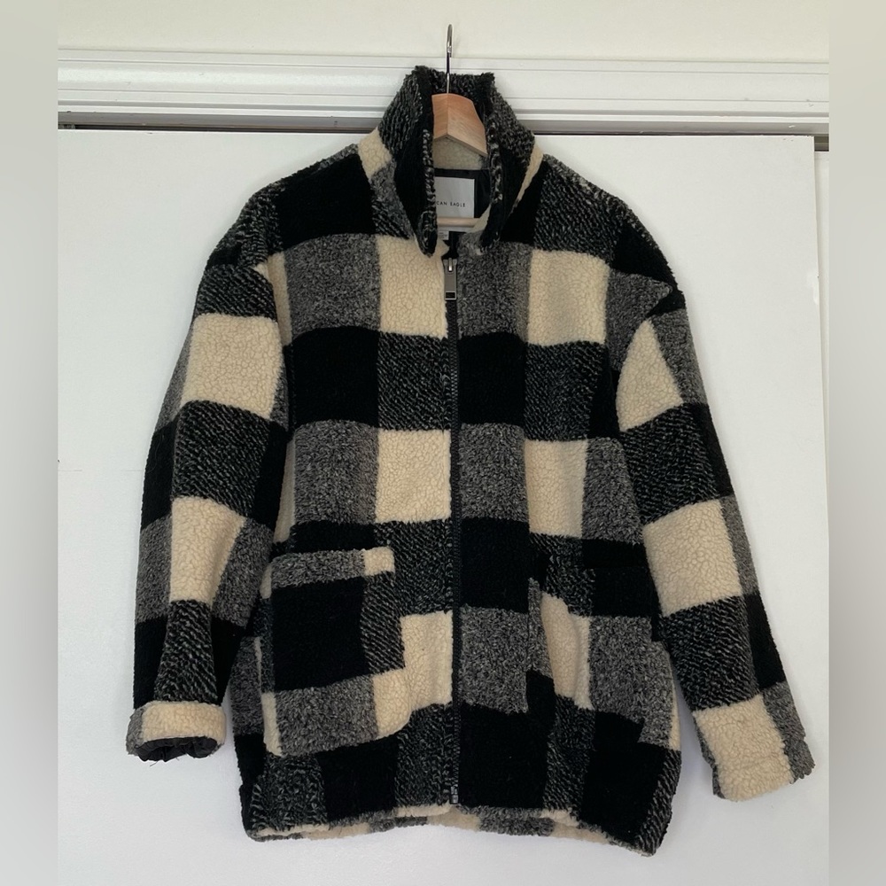 American Eagle Fuzzy Sherpa Bomber Jacket
